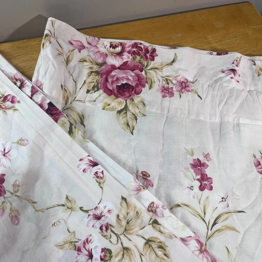 Vtg Laura Ashley Lifestyles Pink Rose Floral Curtain Panels 40x82 Set of 2
